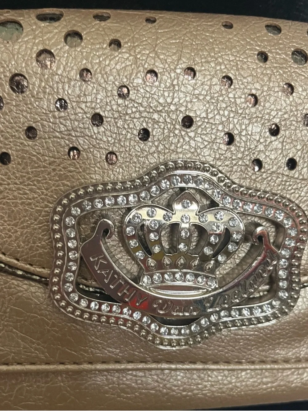 Gold Stud-Accent Kathy Crossbody Bag with Crown Emblem - Picture 3 of 12